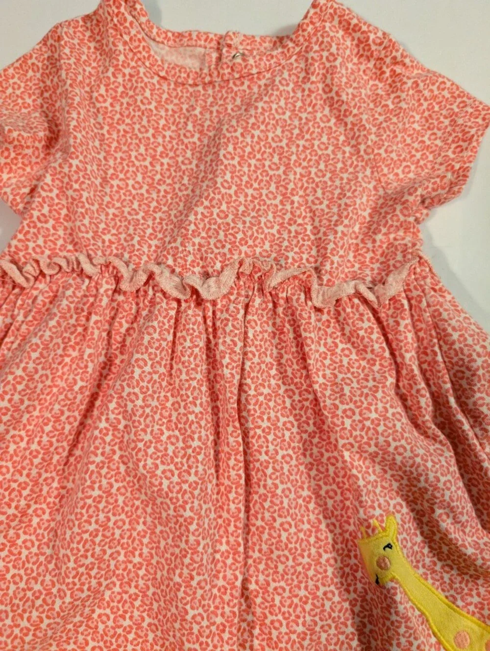 Carter's Girls Coral Pink Giraffe Print Dress with Bloomers Sz 12M